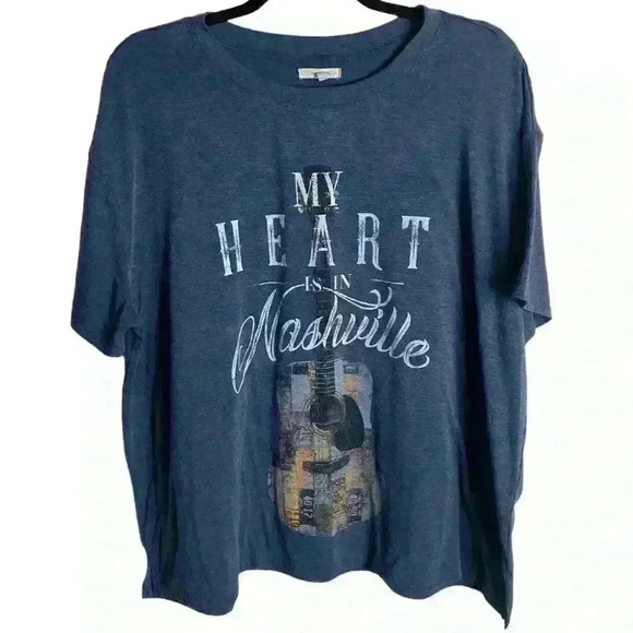 Maurice’s Plus Size 1X My Heart Is In Nashville Graphic Tee Guitar Western - Picture 3 of 5